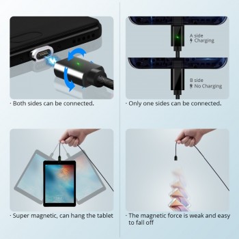 FONKEN Magnetic Micro USB Cable Magnet USB Type C Charging Phone Cable 3A Mobile Quick Charger Cord Android Fast Data Cables