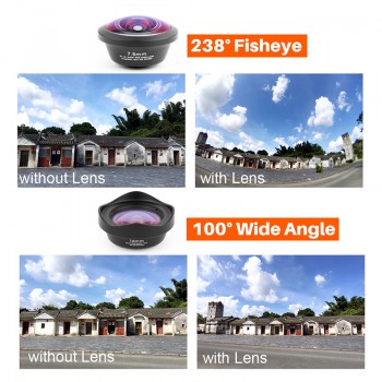 Pholes Wide Angle Fisheye Macro Portrait Phone Lens Zoom Camera Lenses for iPhoneXs Max Xs X 8 Huawei P20Pro Samsung S8 S9 Piexl