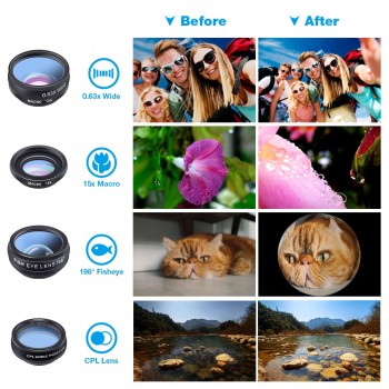 APEXEL 10 in 1  Mobile phone Lens Telephoto Fisheye lens Wide Angle Macro Lens+CPL/Flow/Radial/Star Filter for all smartphones