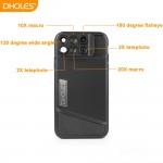 PHOLES 6 in 1 Camera Lens Phone Case For iPhone X XR Case Fisheye Wide Angle Macro Lens Telephoto Lens Soft TPU Edge