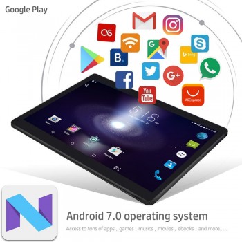 2019 New 10 inch tablet PC 4GB RAM 64GB ROM Android 7.0 8 Core WiFi Bluetooth Dual SIM Cards 3G 4G LTE Tablet 1 Year warranty