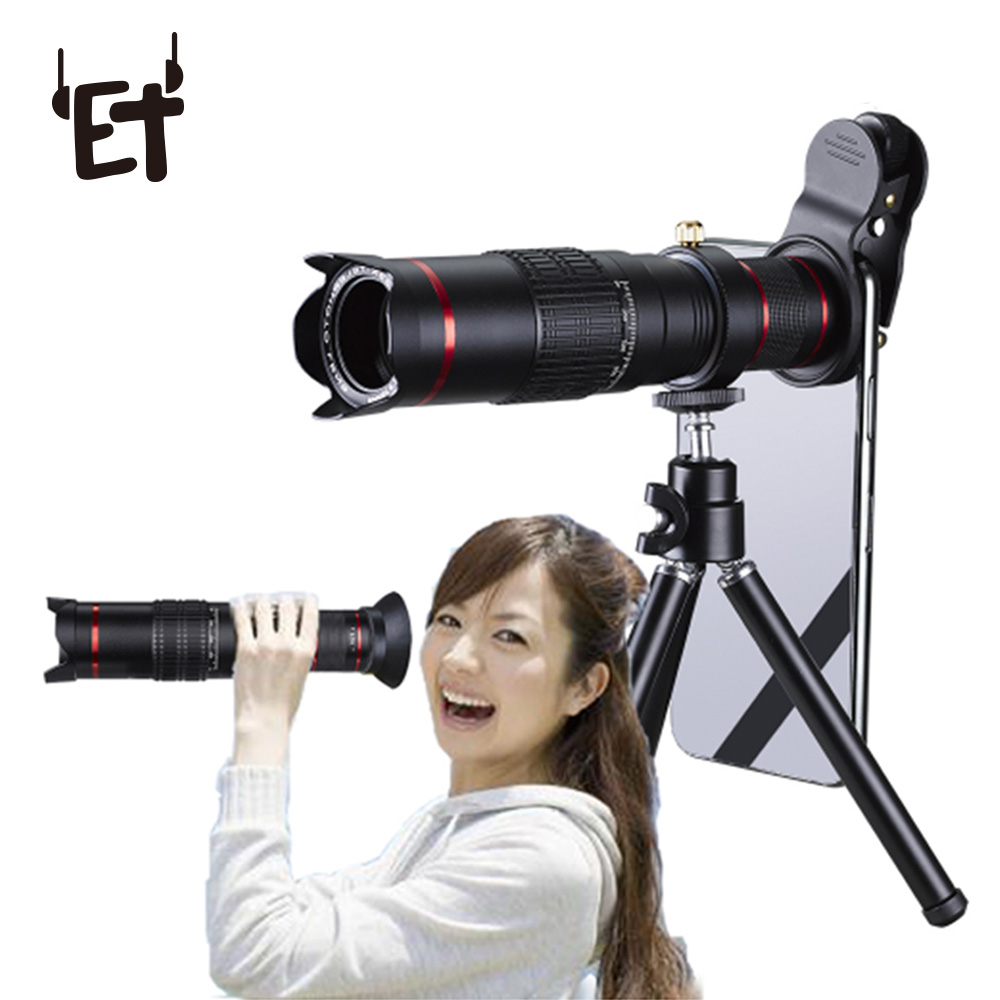 ET Cellphone Phone Telephoto Lens Universal Optical Zoom 12X 15X  22x Monocular Telescope Magnifier Optical Zoom Lens W/ Tripod