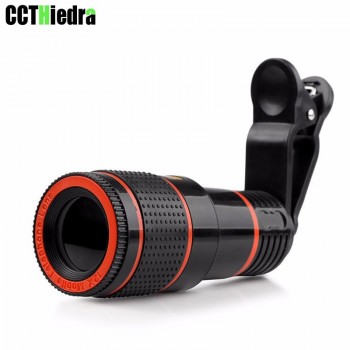Black White Clip-on 12X Optical Zoom Mobile Phone Telescope Lens HD Telescope Camera Lens For Universal Mobile Phone Lentes