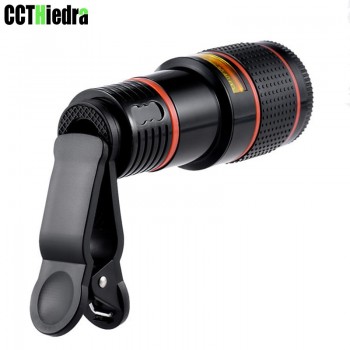 Black White Clip-on 12X Optical Zoom Mobile Phone Telescope Lens HD Telescope Camera Lens For Universal Mobile Phone Lentes
