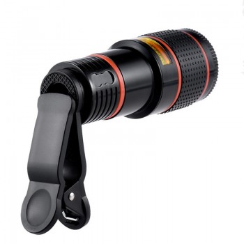 Black White Clip-on 12X Optical Zoom Mobile Phone Telescope Lens HD Telescope Camera Lens For Universal Mobile Phone Lentes