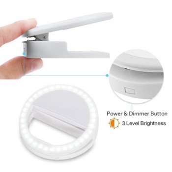 Universal Selfie LED Ring Flash Light Portable Mobile Phone LEDS Selfie Lamp Luminous Ring Clip For iPhone X 8 7 6 Plus Samsung
