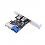 USB 3.0 PCI-E Expansion Card Adapter External 2 Port USB3.0 Hub Internal 19pin Header PCI-E Card 4pin IDE Power Connector