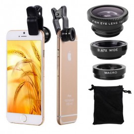 SHUOHU Universal 3 in1 Wide Angle Macro Fisheye Lens Camera Mobile Phone Lenses Fish Eye Lentes For iPhone Smartphone Microscope