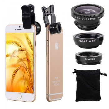 SHUOHU Universal 3 in1 Wide Angle Macro Fisheye Lens Camera Mobile Phone Lenses Fish Eye Lentes For iPhone Smartphone Microscope