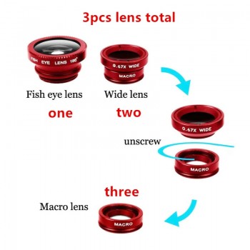 SHUOHU Universal 3 in1 Wide Angle Macro Fisheye Lens Camera Mobile Phone Lenses Fish Eye Lentes For iPhone Smartphone Microscope