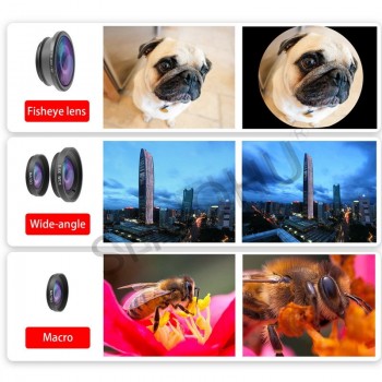 SHUOHU Universal 3 in1 Wide Angle Macro Fisheye Lens Camera Mobile Phone Lenses Fish Eye Lentes For iPhone Smartphone Microscope