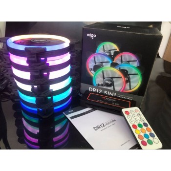 AIGO DR12 PC Cooler Computer Case Fan LED 120mm Fan Cooling dual halo multiple change mode RGB Fan.