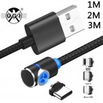 UGI 1m 2m 3m 90 Degree L Type Magnetic Cable USB Type C/Micro USB/IOS Nylon Braided LED Indicator Type-C Cable For USB C Devices