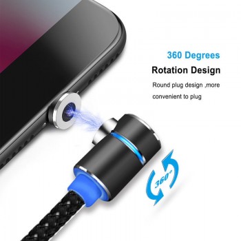 UGI 1m 2m 3m 90 Degree L Type Magnetic Cable USB Type C/Micro USB/IOS Nylon Braided LED Indicator Type-C Cable For USB C Devices