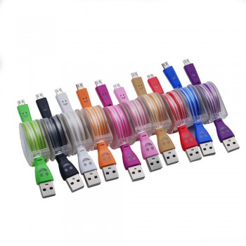 2A LED Light Micro USB Data Charger Cable 1M Fast Charging Retractable Cable Data Charger Charging Cord for Phone