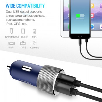 ROCK Car Charger QC 3.0 Quick Charge Dual USB For iphone X 7 8 iPad Universal For Xiaomi Samsung Huawei Fast Charging 5V 3.4A