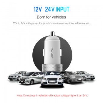 ROCK Car Charger QC 3.0 Quick Charge Dual USB For iphone X 7 8 iPad Universal For Xiaomi Samsung Huawei Fast Charging 5V 3.4A