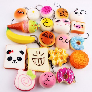 10 PCS/Lot Kawaii Jumbo Cartoon Food Panda Cake Donut Squishy Squishi Squeeze Slow Rising Toy Phone Strap Toys Random Style