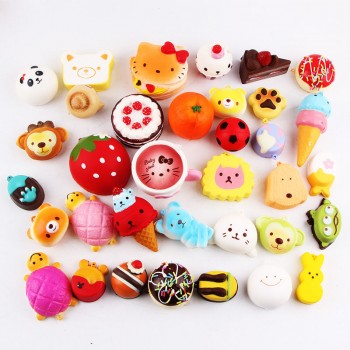 10 PCS/Lot Kawaii Jumbo Cartoon Food Panda Cake Donut Squishy Squishi Squeeze Slow Rising Toy Phone Strap Toys Random Style
