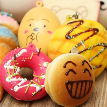 10 PCS/Lot Kawaii Jumbo Cartoon Food Panda Cake Donut Squishy Squishi Squeeze Slow Rising Toy Phone Strap Toys Random Style