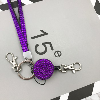 1 Piece Retail Lanyard Crystal Rhinestone Mobile Phone Neck Strap Key Holder Rhinestone Lanyard Badge Reel RT-RH-11