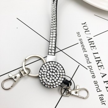 1 Piece Retail Lanyard Crystal Rhinestone Mobile Phone Neck Strap Key Holder Rhinestone Lanyard Badge Reel RT-RH-11