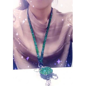 1 Piece Retail Lanyard Crystal Rhinestone Mobile Phone Neck Strap Key Holder Rhinestone Lanyard Badge Reel RT-RH-11