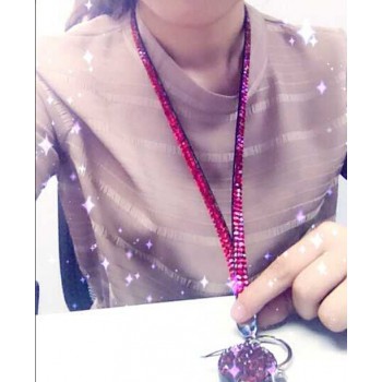 1 Piece Retail Lanyard Crystal Rhinestone Mobile Phone Neck Strap Key Holder Rhinestone Lanyard Badge Reel RT-RH-11