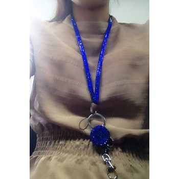 1 Piece Retail Lanyard Crystal Rhinestone Mobile Phone Neck Strap Key Holder Rhinestone Lanyard Badge Reel RT-RH-11