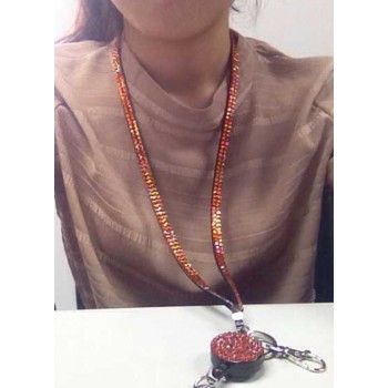 1 Piece Retail Lanyard Crystal Rhinestone Mobile Phone Neck Strap Key Holder Rhinestone Lanyard Badge Reel RT-RH-11