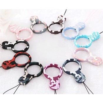 Universal Mini Silicone Soft Camouflage Mobile Phone Straps Ring Pendant Cellphone Accessories for iPhone for Samsung