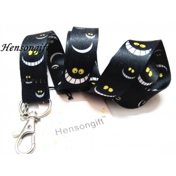 Hensongift Boys Cat Key Lanyard ID Badge Holders Cartoon Smile Face Phone Neck Straps With Keyring