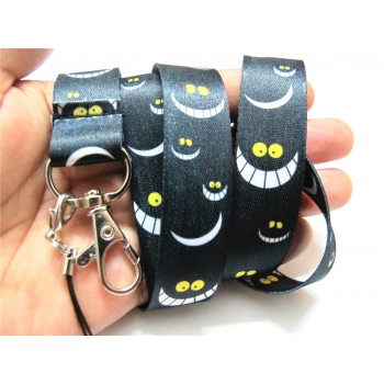 Hensongift Boys Cat Key Lanyard ID Badge Holders Cartoon Smile Face Phone Neck Straps With Keyring