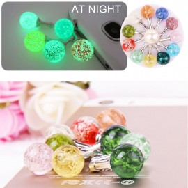 Marsnaska Round Rhinestone Luminous Dust Plug Mobile Phone 3.5mm Earphone Jack Anti Dust Plug Universal Headphone Dust Plug