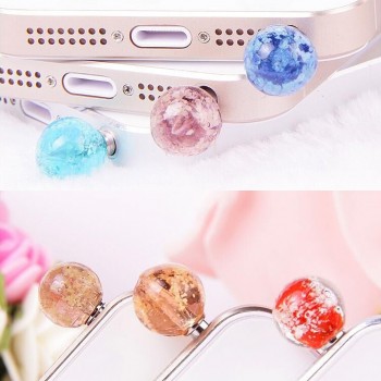 Marsnaska Round Rhinestone Luminous Dust Plug Mobile Phone 3.5mm Earphone Jack Anti Dust Plug Universal Headphone Dust Plug
