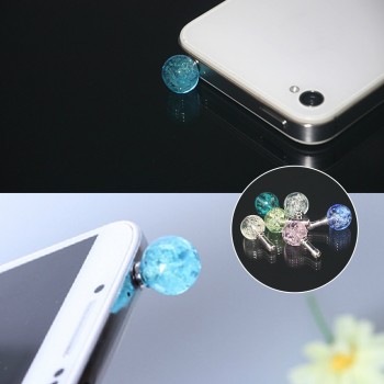 Marsnaska Round Rhinestone Luminous Dust Plug Mobile Phone 3.5mm Earphone Jack Anti Dust Plug Universal Headphone Dust Plug