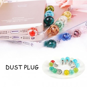 Marsnaska Round Rhinestone Luminous Dust Plug Mobile Phone 3.5mm Earphone Jack Anti Dust Plug Universal Headphone Dust Plug