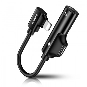 FLOVEME 2 in 1 Audio Adapter For iPhone XS XR X 7 8 Plus Charging Audio Charger Adapter For Lightning Jack To Earphone Splitter