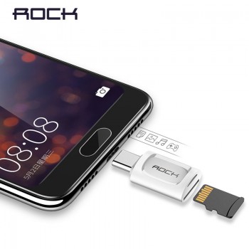 ROCK Type C Reader Mobile Phone Adapter Support TF Card Reader OTG Type-c USB 2.0 Portable
