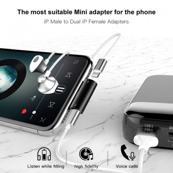 Baseus Audio Aux Adapter For iPhone Xs Max Xr X 8 7 Plus Earphone Headphone Connector OTG Cable For Lightning Splitter Converter