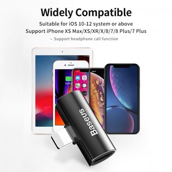 Baseus Audio Aux Adapter For iPhone Xs Max Xr X 8 7 Plus Earphone Headphone Connector OTG Cable For Lightning Splitter Converter