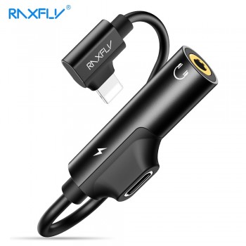 RAXFLY 2in1 Charging Audio Adapter For iPhone 7 8 Plus Lightning to 3.5MM Converter For iPhone X XS Max 3.5 Jack Charge Splitter