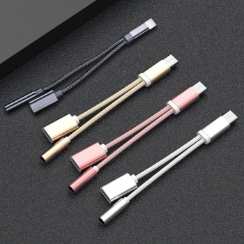 2 In 1 USB Type C Charging Cable Type-C Convertor 3.5mm Audio for Xiaomi Earphone Headphone Adapter for Huawei P20 Pro Lite