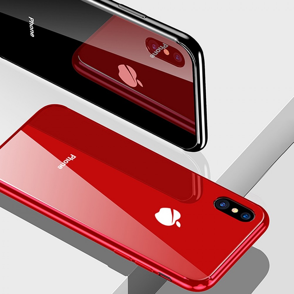 For iphone XS Max XS XR X 8 8 Plus 7 7 Plus Case Tempered Glass Cover Soft TPU Edge Case For iphone 7 6S 6 Plus Coque Funda Euti