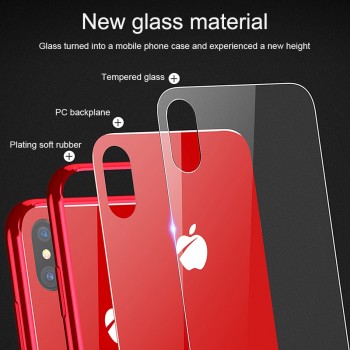 For iphone XS Max XS XR X 8 8 Plus 7 7 Plus Case Tempered Glass Cover Soft TPU Edge Case For iphone 7 6S 6 Plus Coque Funda Euti