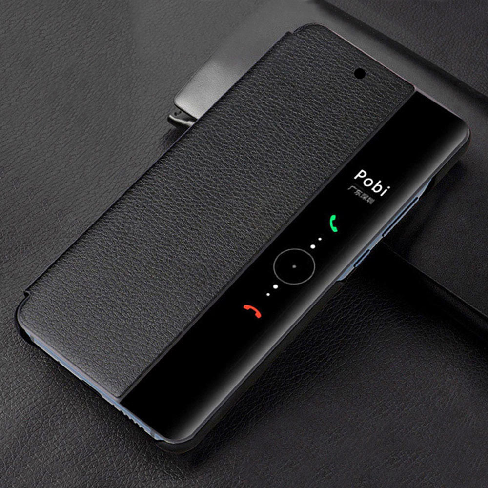ProElite PU Leather+Hard PC Window View Smart Flip Case for Huawei P10 P20 Pro Mate 20 Lite Sleep Wake UP Function Phone Cover
