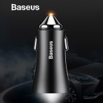 Baseus Dual USB Car Charger For iPhone XS Samsung Mobile Phone Charger Car Cigar Lighter Tablet GPS Travel Adapter Phone Charger