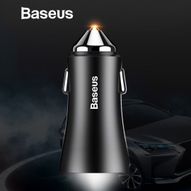 Baseus Dual USB Car Charger For iPhone XS Samsung Mobile Phone Charger Car Cigar Lighter Tablet GPS Travel Adapter Phone Charger