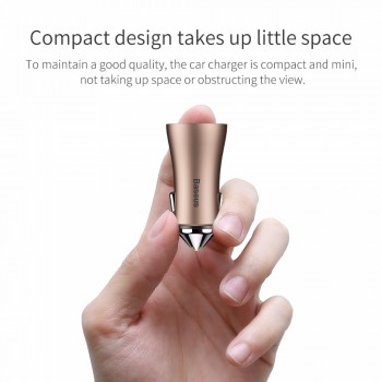 Baseus Dual USB Car Charger For iPhone XS Samsung Mobile Phone Charger Car Cigar Lighter Tablet GPS Travel Adapter Phone Charger