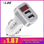 Olaf Car Charger Digital Display 2.1A Dual Port USB Charger Adapter for iPhone Samsung Xiaomi Huawei P20 lite USB Phone Charging